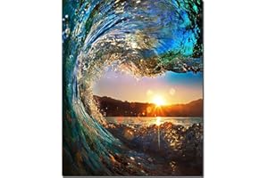 Fuumuui Pintura por Números Adultos y Niños Principiantes Incluye Pinceles y Pinturas Acrílicas 40 x 50 cm - Paisaje, Surf