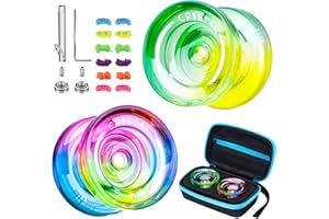 SHUNGRU Pack of 2 Yoyos K2 Crystal, Responsive Yoyo for Kids, Dual Purpose Yoyo for Adults with Unresponsive Yoyo Bearings, Finger Spin Tricks Yoyo for Beginners, 12 Yoyo Strings, Yoyo Case Bag (Gradient)