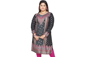 MAPLE CLOTHING MapleClothing Damen Plus Size Kleid Schwarz Indische Tuniken Kurti Long Top