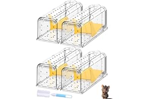 VCLOO 4 Pack Humane Mouse Traps for Indoor Outdoor: Mouse Traps for indoor, Pets and Children Friendly, Live Catch and Release Includes Cleaning Brush, Washable, Reusable Rodent Mouse Trap No Kill