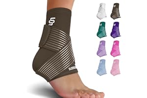 SS SLEEVE STARS Sleeve Stars Ankle Brace for Sprained Ankle, Plantar Fasciitis Relief Ankle Support for Women, Ankle Compression Sleeve w/Strap (Single/Dark Brown)