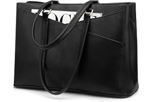 LOVEVOOK Sac à main pour ordinateur portable de 17" - Pour femme - Grand sac de travail - Étanche - Sac à bandoulière - Pour le travail et l'école - Noir