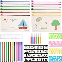 IIRC Lot De 18 Trousses à Crayons En Toile Blanche à Personnaliser Avec Fermeture Éclair – 12x21 Cm – Idéal DIY Fêtes, École & Famille