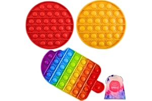 kprice® Pop Push It Lot de 3 | Popit Rond Set | Poppit Antistress lot | Pack Jeu Pas Cher | Sac poppit | Toys Fidget | Jouet destressant | Anti Stress Bubble (Glace-3)