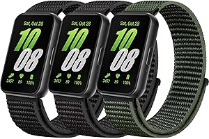 Laband Sport Nylon Watch Band Compatible with Samsung Galaxy Fit 3 Bands, Soft Loop Breathable Adjustable Replacement Strap for Galaxy Fit 3 Women Men