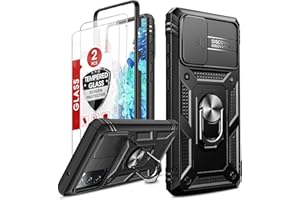 LeYi Etui Kompatybilne z Samsung Galaxy S20 FE, z 2 Ochraniacz ekranu, Czarny Armour Case do Samsung S20 FE 5G z obrócony uchwyt na pierścień, [Odporny na wstrząsy] [Sliding Ochrona aparatu]