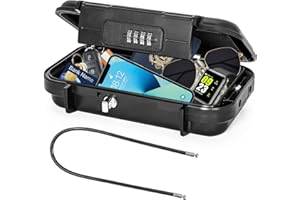 IBVIVIC Coffre-fort Portable à Code, Coffre-fort de Sécurité Étanche avec Câble Métallique Amovible, Mini Coffre-fort de Voyage Antivol pour la Plage, Hôtel, Voiture, Maison, Bureau (Noir)
