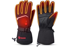 ‎SAVIOR HEAT SAVIOR HEAT Beheizte Handschuhe Fäustlinge Männer Frauen, Elektrisch wiederaufladbare Batterie Ski Schnee Handschuhe, Warme Handschuhe für Winter Motorrad Snowboard Wandern Radfahren Wandern Laufen