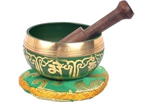 BERMONI Tibetan Om Mani Padme Hum Symbol Singing Bowl- SING1049GRN
