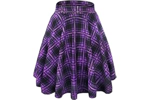 EXCHIC Donna Elegante Vita Elastica Svasata A-Linea Midi Gonna Base Uniforme Plissettata Skater Gonne