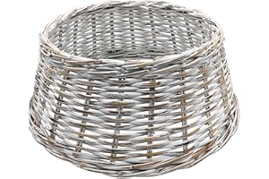 SPETEBO Wiklinowa nakładka na stojak na choinkę z rattanu 60 cm - biała - osłona dla stojaka na choinkę - kołnierz choinkowy, nakładka na choinkę, szyja choinkowa