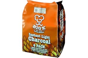 Big K Instant Light Lumpwood Charcoal, 4x1kg Bags Instant BBQ Charcoal