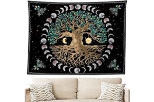 Keptfeet Arazzo Albero della Vita per Camera da Letto - Arazzo Natura Parete Sole e Luna,Squisiti arazzi Decorativi per la Camera da Letto per Camera da Letto, Soggiorno, dormitorio, Appartamento