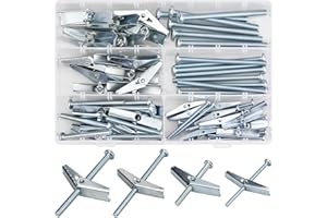 HAOSEA 32Pcs Wing Spring Toggle Bolt M3 M5 M6 with Machine Screw for Plasterboard Hollow Wall Fixings