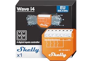 Shelly Wave i4, Modulo di Controllo Remoto Z-Wave con 4 Ingressi, Domotica, Senza Fili, Azioni e Scene intelligenti, Basso Consumo Energetico, Gamma Wireless Estesa