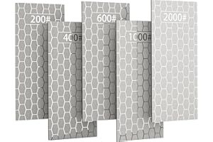 CWOVRS Diamond Sharpening Stones, 5 PCS Diamond Sharpening Plate Honeycomb Surface with Non-Slip Pad for Scissors Knives Outdoor Tools from Coarse to Extra Fine 200/400/600/1000/2000 Grit
