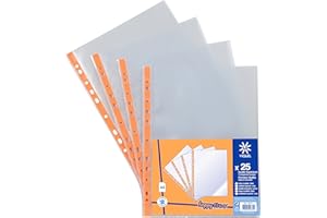 Viquel - Lot de 25 Pochettes plastiques perforées a4 avec bande de renfort Orange fluo - Orange