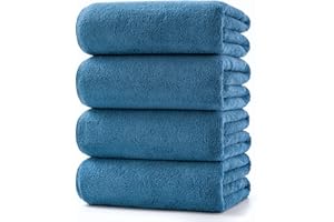 Lumimi Towels 4 Soft Bath Towel Set Super Soft Absorbent Light Weight Dry Well and Durable Gym Beach Travel, 55" L x 27" W, 4 Pack Blue