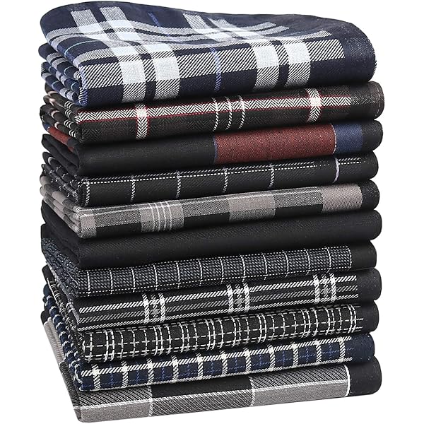 Ensemble De 12 Mouchoirs En Coton à Motif écossais Pour Hommes, Mouchoirs De Poche Classiques Pour Hommes