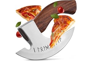 ECKWIN® Wikinger Pizzaschneider Axt | Wiegemesser für Pizza, Kräuter, & Co | Perfekte Männer Geschenke | Pizzamesser | Pizza Zubehör für Männer (Brandolf)