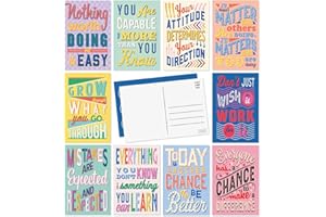 Sweetzer & Orange Motivational Postcards Pack (60 Cards) 4x6 Postcards for Kids and Adults. Growth Mindset Affirmation sheets, Mindfulness decor pages, Inspiration flyers and Blank Encouragement Cards