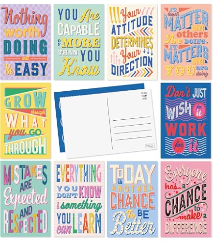 Edition Seidel Set 20 Cartoline Con Frasi - Vita, Amore, Amicizia E Motivazione - 14,8x10,5 Cm - Premium