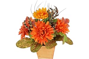 Flair Flower Arrangement Dahlien, Stoff, orange, 26 x 22 x 20 cm