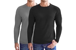Ekouaer Koszulka termiczna dla mężczyzn, 1 szt. lub 2 szt., warstwa podstawowa, polar, lekka, zimowa, ciepła bielizna do wokerwear, sportów na świeżym powietrzu, biegania, wędrówek, 1 szt. lub 2 szt