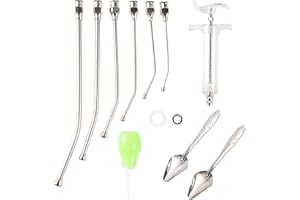 FULAIERGD 20 /50MLBaby Bird Parrot Manuelle Fütterungsspritze Set mit 6 Stück gebogenen Gavage-Röhrchen und Edelstahl-Metall-Fütterungslöffel (20ML)