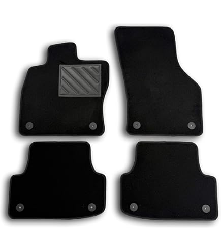 Tapis De Voiture Conducteur Sur Mesure Pour Audi A3 8P 3 Portes 2003-2012 - Moquette Noire, Bord Caoutchouc, Broderie Personnalisable, Fabriqué En Italie