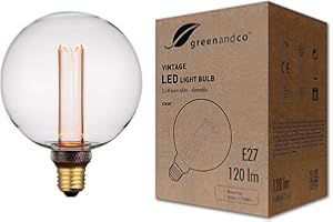 greenandco Lampadina Vintage Edison LED dimmerabile | E27 G125 | claro | 3,5W 120lm | 1800K luce extra calda | 320° | 230V | nessun sfarfallio