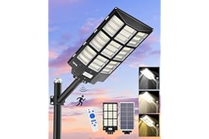 JAYNLT Y-7200W Farolas Solares Exterior, 3000K/4000K/6500K Farola Solar Potente con Sensor de Movimiento, IP67 Impermeables Lampara Foco Solar Exterior para Patio, Calzadas, Calle