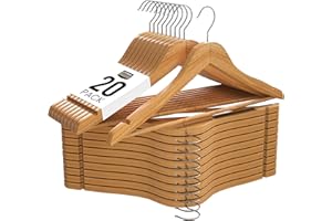 Utopia Home Drewniane wieszaki premium - trwałe i wąskie wieszaki na ubrania, wieszaki na garnitury, z obrotowym hakiem o 360 stopni, drewniane wieszaki z rowkami na ramiona (kolor naturalny)