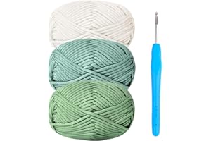 RENYIZ Lot de 3 pelotes de laine épaisse en coton épais pour crochet - 50 g - Avocat - Avocat - Avocat - Avocat - 3 x 50 g