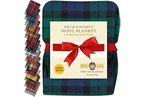 BRAW CLANS TARTANS Decke aus 100 % Wolle | Schottische Clan Tartans - Winternächte, Burns Night, Hogmanay - Indoor und Outdoor für Damen und Herren 175,3 x 157,5 cm