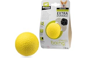 Ferplast Gioco Cane CHEWA BOING, Palla in Materiale Durevole, Atossico, Resistente ai Morsi, per Igiene Dentale, Rimbalza e Galleggia, Pallina per Cani di Taglia Media, Giallo
