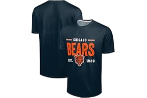 FOCO NFL Men's Officially Licensed Football Team Logo Wordmark Distressed Performance Team Color Crewneck T-Shirt