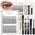 Individual Lashes 240 Cluster Lashes QUEWEL DIY Lash Extensions Kit, Clusters Eyelash Applicator, Cluster Lashes Bond and Seal Super Hold, Clusters Lash Glue Remover Easy to Remove(30D+40D D MIX8-14)