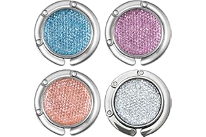 MILALOKO 4 Pack Ganci per borse pieghevoli, ganci per borse da scrivania, ganci per borse pieghevoli con diamanti in cristallo per tavolo