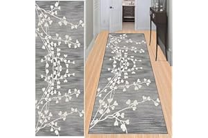 ‎BAYUE BAYUE Läufer Teppich Lang Flur rutschfest Waschbar 90X220CM,Modern Küchen Teppich Polyester Dauerhaft,Schlafzimmer Muster Carpet,für Wohnzimmer Büro Esszimmer,Anpassbar Teppichläufer Meterware