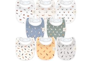 Baby Lätzchen für Jungen & Mädchen - 8er-Pack Bio Baumwolle Lätzchen zum Zahnen - Lätzchen Baby Mädchen & Junge - Lätzchen groß für Säugling, Kleinkind (Pets & Paws)