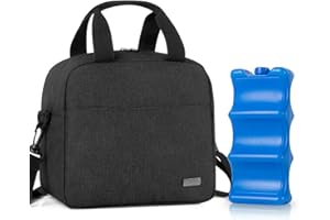 Teamoy Kühltasche für 6 Milchflasche (bis zu 270 ml), Isolierte Flaschenhalter mit Kühlelement für Babyflaschen, Muttermilch Kühlbox für Unterwegs, Transport, Arbeit, Reise, Schwarz