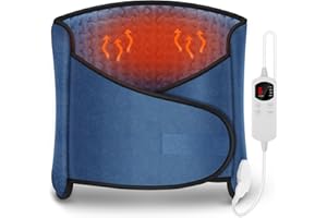 Manta Electrica-Arlierss Almohadilla Eléctrica con 6 Niveles de Temperatura & 4 Configuraciones de Tiempo, Esterilla Electrica con Fijadora para Abdomen Espalda Cuello, 126 x 30cm