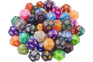SIQUK 56 Pièces Ensemble de Dés 12 Faces Dés Polyédriques Jeu de Dés Multicolore pour DND RPG
