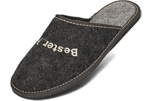 BeComfy Herren Filzpantoffeln aus naturreinem Filz Hausschuhe mit Gummisohle - Sehr Leicht - Hausschuhe Pantoffel Filz Crema Braun 40 41 42 43 44 45 46