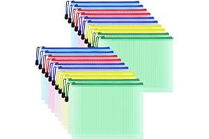 ‎COWORK-UP COWORK-UP 20 Stück Dokumententasche A5 mit Reißverschluss, Mesh Reißverschlusstasche Wasserdichte Kunststoff Zip Beutel Datei Taschen für Büro, Schule, Zuhause, Reisezubehör Aufbewahrung