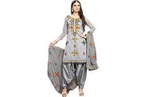 EthnicJunction Damen Chanderi Baumwolle bestickt und Spiegel Arbeit Ungenäht Salwar Anzug Material