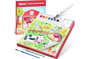 JoyCat Livre de coloriage avec peintures à l'eau pour tout-petits de 3 à 8 ans, kit de peinture aquarelle, pour arts et bricolage, jouet éducatif, cadeau d'anniversaire pour garçons et filles(Red)