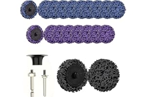 Jortmrd 23 Piezas Discos Abrasivos CSD 50mm,Disco de Lijado Grueso en Nylon,Polietileno,Eliminación de Óxido,Pintura y Barniz en Metal/Acero Inoxidable/Hierro con Soporte y Biela (Azul/Negro/Púrpura)