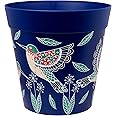 Hum Flowerpots, 22cm, Various Patterns Colours and Sizes, Indoor/Outdoor Plastic Plant Pot, Blue Hummingbird